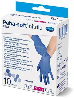 Produktbild von HARTMANN Peha-soft® Nitril Einweghandschuhe, blau, puder- & latexfrei, unsteril, texturierte Fingerspitzen