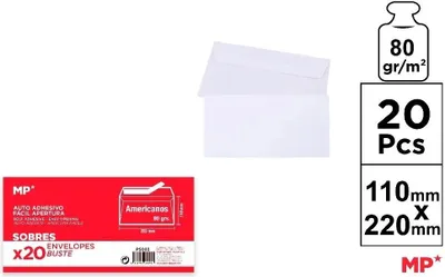 Obrázok produktu pre Biela obálka 220 x 110 mm, 20 ks – MP Main Paper