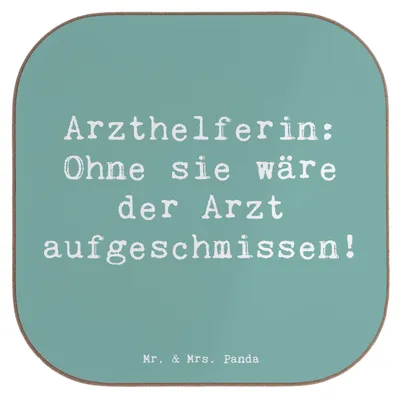 Produktbild von Mr. & Mrs. Panda Untersetzer Tasse Spruch Arzthelferin Herz - Meeresbrise - Geschenk, Berufsgestaltung, Patientendatenverwaltung, Praxisheldin, medizinisches Wissen