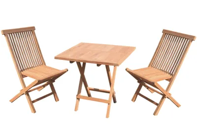Produktbild von Teakholz Balkon Set 3 tlg. 60 cm Tisch und Stühle klappbar