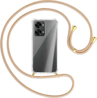 Produktbild von Handykette Backcover-Schutzhülle mit Band (Metall goldfarben) für OnePlus Nord 2T (CPH2399, 6.43'') - beige
