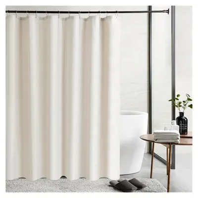 Produktbild von Duschvorhang aus Leinenstoff, wasserdicht und schnelltrocknend, waschbar, beige, 120x200cm
