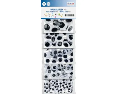Produktbild von Glorex Wackelaugen mix 7,10,12,15,18 mm, 270 Stück