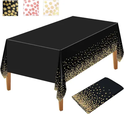 Immagine prodotto di Tovaglia da tavola monouso nera e oro 137x274cm motivo a pois