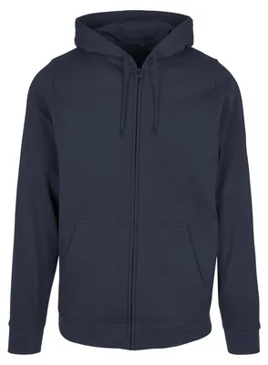Zdjęcie produktu dla Build Your Brand – bluza z kapturem „Basic” z zamkiem błyskawicznym na całej długości dla mężczyzn/kobiet Uni  LT4836 (M) (granatowa)