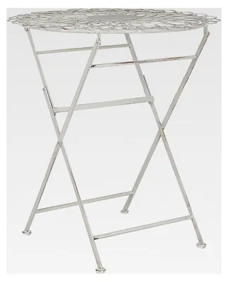 Produktbild von Runder Balkontisch für 2 Personen aus Metall in Weiß, 70 cm, Antik-Optik