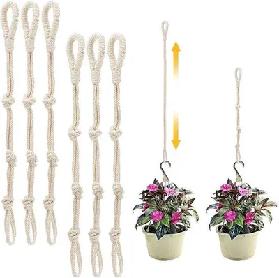 Image de Support pour pots de plantes suspendus en corde de coton, pour l'intérieur et l'extérieur