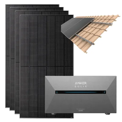 Produktbild von Anker SOLIX 2000W Balkonkraftwerk mit 4×500W SolarSpace Module mit mit Halterung für Dachziegel