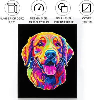Immagine prodotto di DIAMOND DOTZ - Pittura a diamante Neon Golden Retriever