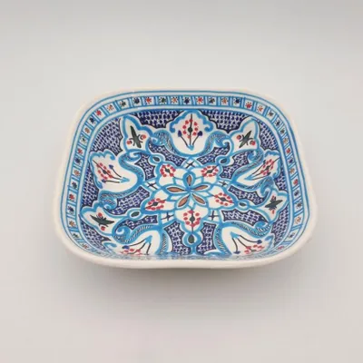 Obrázok produktu pre Tyrkysový marocký štvorcový tanier - D 23 cm