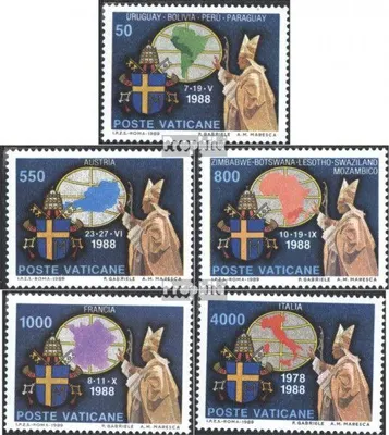 Produktbild von Briefmarken Vatikanstadt 1989 Mi 988-992 (kompl.Ausg.) postfrisch Papstreisen