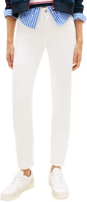 Imagen del producto de Pantalón vaquero para mujer Tommy Jeans, modelo Lucy, corte slim, cintura media, color blanco (Denim White 01), talla 33W/32L
