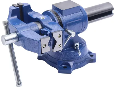 Immagine prodotto di Morsa - Morsa da banco - Ruotabile a 360° - Ghisa sferoidale - Larghezza di serraggio 10 cm - Profondità di serraggio 5 cm - Diametro foro piastra di base 1 cm - Manuale
