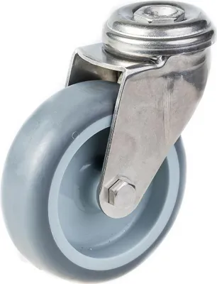 Produktbild von 75mm 3" Edelstahl-Rolle grau Gummi, drehbar, 60kg