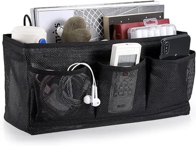 Productafbeelding van PolkaHome® Hangende opbergtas bed organizer met 3 steekvakken, 35x17x13 cm, Zwart