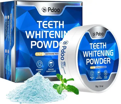 Produktbild von Teeth Whitening Powder with PAP 50g für Zähne Aufhellen - Effektive Aufhellung Gegen Verfärbungen von Kaffee, Rauchen & Wein - Sanft für Sensitive