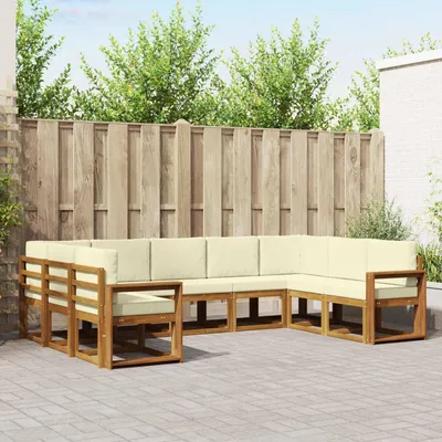 Produktbild von Outdoor-Sofagarnitur - VIDAXL - Terrassen-Sofa - mit Kissen - 9 pcs - Natur und Creme