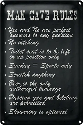 Produktbild von Blechschild Spruch 20x30cm man cave rules Männer Regeln