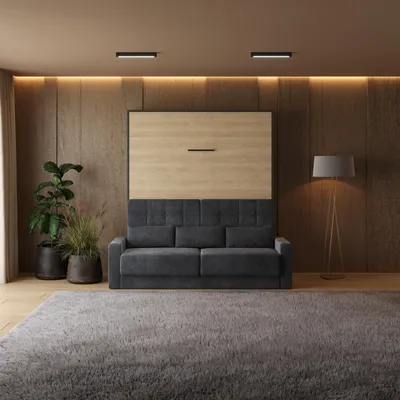 Produktbild von Schrankbett mit SOFA SMARTBett  M1 180x200 Vertikal Anthrazit/Kaiser Eiche