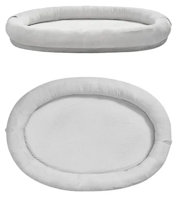 Image de Lit pour chien, mousse à mémoire de forme orthopédique, housse amovible, gris clair, ovale