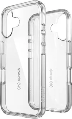 Two clear phone cases are shown side-by-side against a white background.