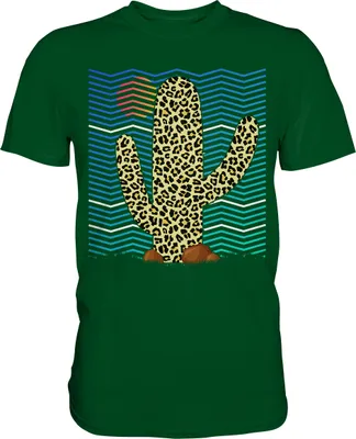 Produktbild von Retro Leopard Kaktus T-Shirt – Bottle Green / L