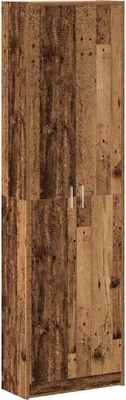 A tall, narrow wardrobe with a rustic, wood-plank design.