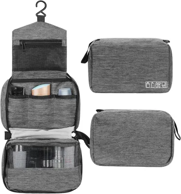 Produktbild von OKWISH Kulturtasche Kosmetiktasche, Kosmetiktasche Cord, Kosmetiktasche Multifunktionaler, Groß Kapazität Kosmetiktasche Waschtasche Grau