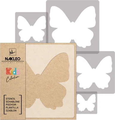 Produktbild von Schablonen Malen für Kinder, 5 Stück Set 9x9 cm bis 34x34 cm Schmetterling Wiese Tier, Wiederverwendbare Kunststoff für Kinderzimmer Malvorlage Raumdekoration