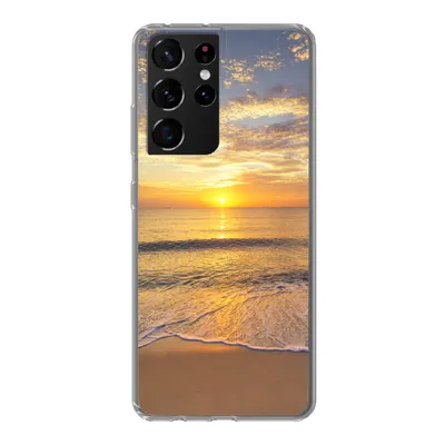 Produktbild von MuchoWow® Handyhülle Schutzhülle Hülle für Samsung Galaxy S21 Ultra Strand - Sonnenuntergang - Meer Silikon Softcase Handy Hülle - Mobiltelefon