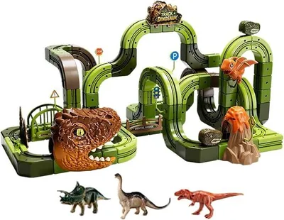 Imagen del producto de Montaña rusa de dinosaurios para niñas y niños: kit de aprendizaje para construir, que fomenta la motricidad fina y el aprendizaje a través del juego, de gran tamaño