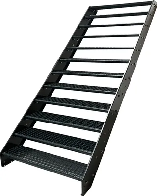 Immagine prodotto di Scala a pioli in acciaio con griglia 12 gradini - zincata e verniciata a polvere color antracite - (L x A x P) 120 x 228 x 234 cm