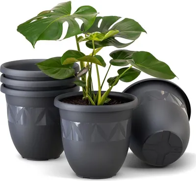 Produktbild von Plastard Übertopf 5er Set Ø 18 cm Anthrazit - Blumentopf Pflanztopf Pflanzkübel