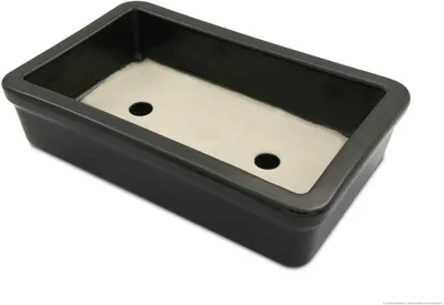 Produktbild von KERAZO Bonsaischale Pflanzschale aus Keramik mit zwei Bodenlöcher 29x18x7 cm frostfest, standfest, Farbe: anthrazit
