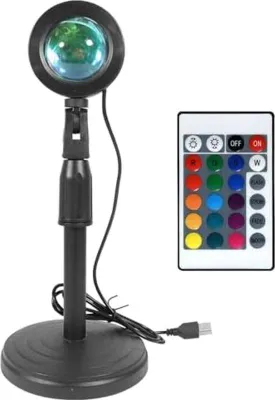Immagine prodotto di Lampada proiettore con effetto arcobaleno a 360 gradi, 16 colori RGB, telecomando, atmosfera romantica, ideale per la camera da letto, la fotografia, le feste e molto altro.