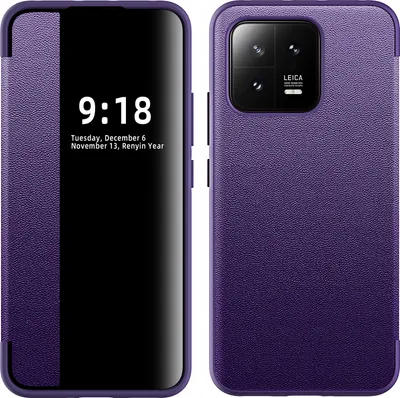 Image de Etui pour Xiaomi 13 Etui à rabat en cuirPolyuréthaneavec fenêtre d'affichage Violet