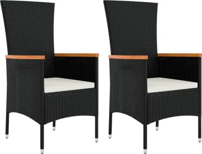 Produktbild von Gartenstühle mit Kissen 2 Stk. Poly Rattan Schwarz