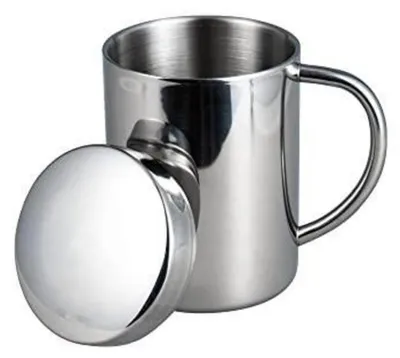 Zdjęcie produktu dla Termos ze stali nierdzewnej z pokrywką, pojemność 400 ml, podwójne ścianki, idealny na camping i pikniki