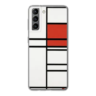 Produktbild von MuchoWow® Handyhülle Schutzhülle Hülle für Samsung Galaxy S21 Komposition mit Rot und Weiß - Piet Mondrian Silikon Softcase Handy Hülle - Softcase
