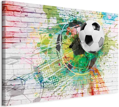 Produktbild von Vliesstoff Leinwandbild - Colourful Sport (Football) 120x80 cm Für Kinder i-B-0044-b-a