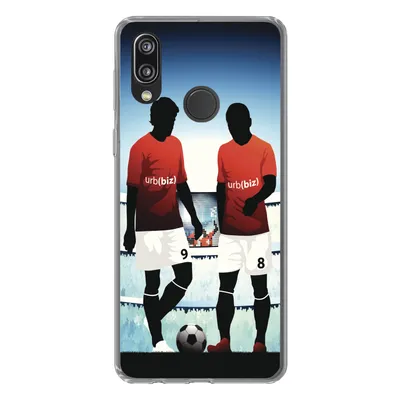 Produktbild von MuchoWow® Handyhülle Schutzhülle Hülle für Huawei P20 Lite (2020) Eine Illustration von zwei Fußballspielern in einem Stadion - Jungen - Mädchen - Kinder Silikon Softcase Handy Hülle - Kartenhalter