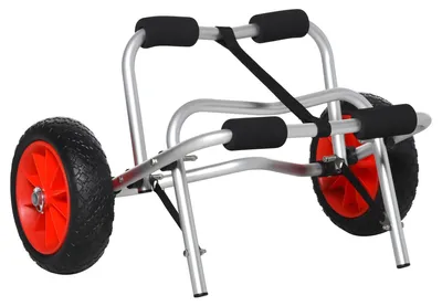 Obrázek produktu pro Kanoe vozík s nafukovacími pneumatikami – skládací vozík na kanoe | Barva: stříbrná | Rozměry: 44,5 x 68 x 40 cm