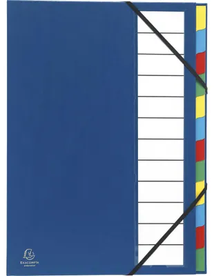 Produktbild von Exacompta 6x Ordnungsmappe Deckel 3mm Gummizug 12 Fächer A4 Blau 55342E