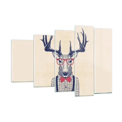 Produktbild von Bilder auf glas - Charakter Hirsch Illustration hipster - 150x100cm - Glasbilder - Wandbilder - Kunstdruck - Wanddekoration aus Glas - Glas Bilder - Wandbild auf Glas - GEG150x100-3120