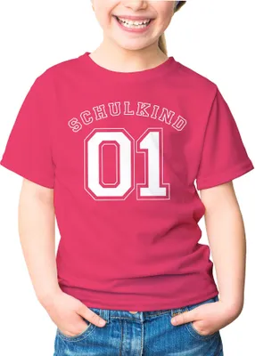Produktbild von Kinder T-Shirt Mädchen Aufdruck Schulkind 01 Geschenk zur Einschulung Schulanfang Moonworks® pink 110-116 (5-6 Jahre)