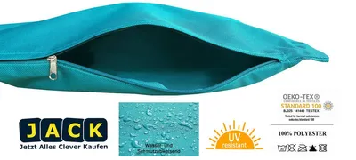 Produktbild von JACK´s Home Wasserfeste Outdoor Kissenhüllen Petrol 45x45cm mit Lotuseffekt 100% Polyester 2er Set