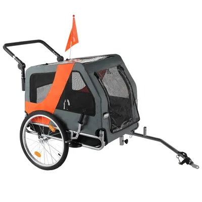 Produktbild von LEADZM Fahrradanhänger Hundeanhänger 2-in-1 klappbar，Transportwagen, Fahrradwagen, Anhänger für Fahrrad,orange
