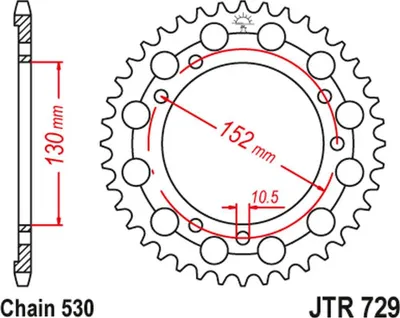Obrázek produktu pro JTSPROCKETS řetězové kolo JTR729.46 zadní z uhlíkové oceli