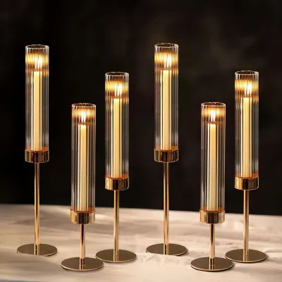 Produktbild von Kerzenständer Gold Glaszylinder für Kerzen