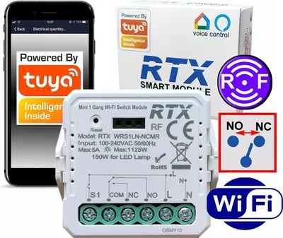Produktbild von RTX SPANNUNGSFREIES NC-MINI-Relaismodul TUYA WiFi + RF-Controller